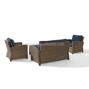 Fransız <span class=keywords><strong>Bistro</strong></span> geleneksel tarzı <span class=keywords><strong>Rattan</strong></span> 4 parça derin oturma grubu hasır balkon güverte sandalye seti