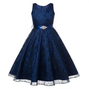 Children Boutique Costume Clothing For Girls Fashion Blue Party Gown Dresses