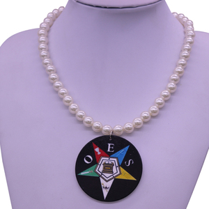 Moda filo di perle nero lettera greca OES legno Charms <span class=keywords><strong>collana</strong></span> ordine della stella orientale gioielli per regalo - Product Image 3