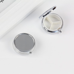 Elegant Metal Round Silver Tablet Pill Boxes Holder Medicine Case Small Case