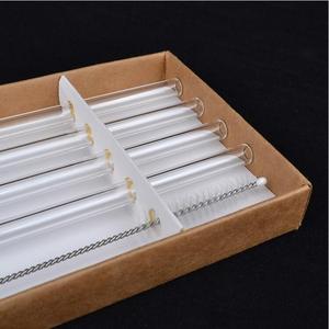 Phổ biến chịu nhiệt tái sử dụng rõ ràng/đầy màu sắc thẳng cong thủy tinh borosilicate uống ống hút 4 + 1 bàn chải trong một bộ - Product Image 2