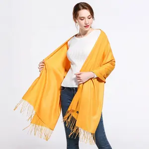 China supplier wholesale plain pashmina brushed style cashmere shawl