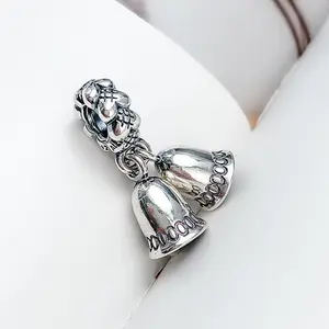 100% 925 silver bell pendant Bracelet charm factory wholesale fashion jewelry