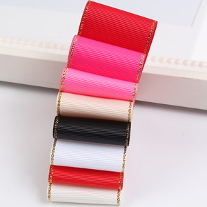 Wholesale 1inch 25mm Double Face Gold <strong>Wire</strong> Edged Grosgrain <strong>Ribbon</strong> 100% Polyester Embroidered Colors Recycled Eco-friendly - Product Image 6