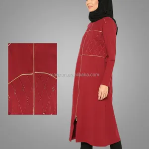 谦虚的女性性别和中东民族地区现代伊斯兰服装阿巴亚穆斯林红色大衣