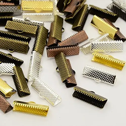 Extremos de cinta de hierro para pulsera, accesorios de abrazadera, extremos de cordón, accesorios para fabricación de joyas
