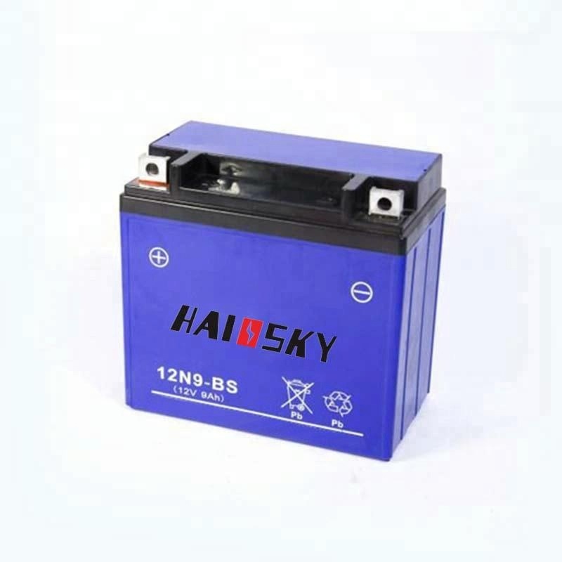 Haissky 12N9-BS 12v 9ah mf motorcycle battery for suzuki GS125 motorcycle battery