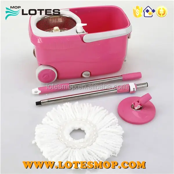 Lotes2016 produtos de esfregão mágico de limpeza rosa com duas grandes rodas balde