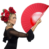 Éventail pliant en bois rouge Pericon espagnol fait à la main FAREA 23 cm Style ROMANCE pour la danse flamenco et les cadeaux promotionnels