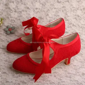 Zapatos de San Valentín de talla Extra, cinta de tacón bajo