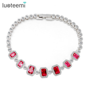 LUOTEEMI <span class=keywords><strong>Bracciali</strong></span> di Lusso per Donne all'Ingrosso, Alta Qualità, <span class=keywords><strong>Gioielli</strong></span> da Matrimonio con Zirconia Cubica, <span class=keywords><strong>Bracciali</strong></span> con <span class=keywords><strong>Rubino</strong></span> per Ragazze - Product Image 1
