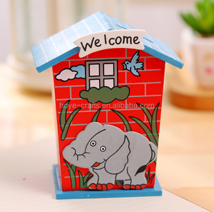 Bambini giocattolo educativo casa a forma di salvadanaio in legno scatola di immagazzinaggio cartone animato salvadanaio per i regali