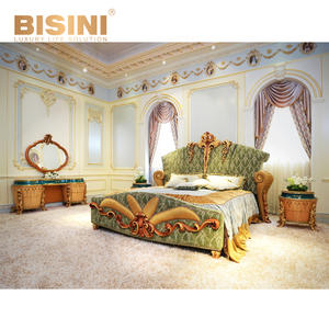 Gorgeours French Style Rococo Wooden Carving Bedroom Furniture/ Royal Palace Luxury Bedroom Set/ Classic Queen & King Size Bed