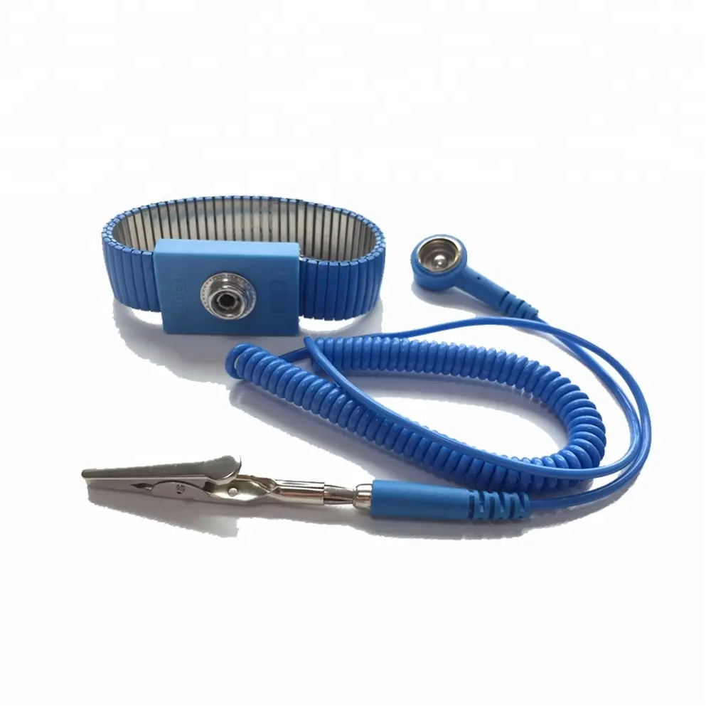GS-A04105 Elastic Azul Ajustável 10MM ESD Metal Wrist Strap Antiestático Wrist Band