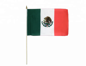 Drapeau mexicain à main de 10*15 cm (4*6 pouces), en soie, plastique, vinyle, nylon, en stock pour les agences de voyage - Product Image 1