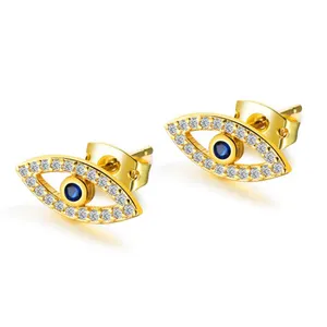 European Fashion Blue Eye 18K Gold Women Diamond Earring