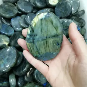 Wholesale High quality natural freeform Crystal Labradorite Polished Crystal Labradorite Palm Stones for sale