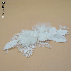 2017 thanh lịch cô dâu đính 3D voan hoa <span class=keywords><strong>Cording</strong></span> THÊU ĐÍNH CƯỜM REN ĐÍNH cho váy cưới - Product Image 5