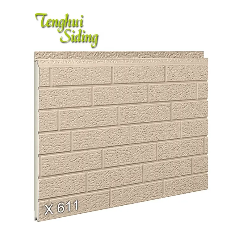 Polyurethaan cement brandwerende sandwich panel kleine baksteen graan buitenmuur decoratieve schuim panelen.