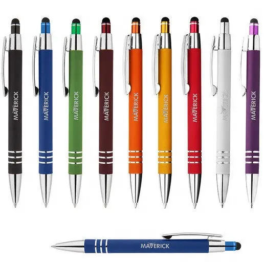 promotional items cheap soft touch ball pen with logo and touch screen stylus