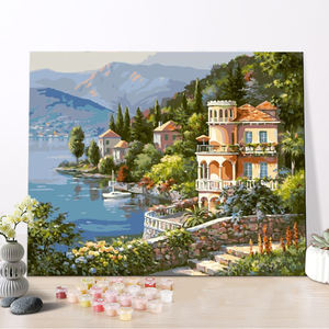 CHENISTORY DZ1113 pintura por números aceite Diy puerto y castillo sobre lienzo con kits de Marco - Product Image 1