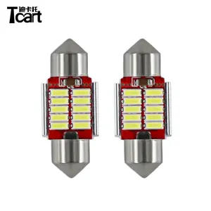 Tcart الداخلية مصباح سقف للسيارة 4014 شرائح 12V 12SMD خطأ في Canbus الحرة اكليل 31 مللي متر 36 مللي متر الأبيض c5w أدى ضوء السيارات