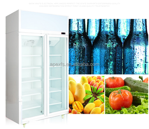 Négative temperture <span class=keywords><strong>Double</strong></span> porte battante en verre d'affichage verticale congélateur - Product Image 1