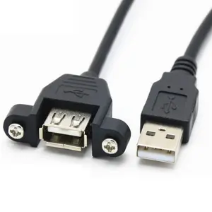 Cabo usb usb2.0 fêmea, com parafuso bloqueado extensão macho para fêmea cabo de carga usb