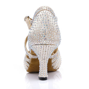 Sepatu Dansa Wanita L380, Sepatu Hak Tinggi Wanita <span class=keywords><strong>Satin</strong></span> Kristal <span class=keywords><strong>Latin</strong></span> - Product Image 3