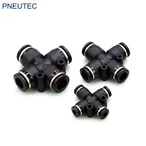 PZA6 O.D 4mm 6mm 8mm 10mm 12mm 4 way pneumatic quick release hose fittings cross joint one touch pipe fitting