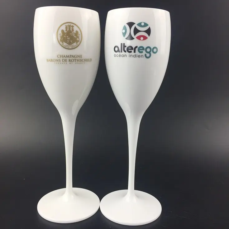 Wit & Roze Gekleurde Plastic Champagne Fluit Glas