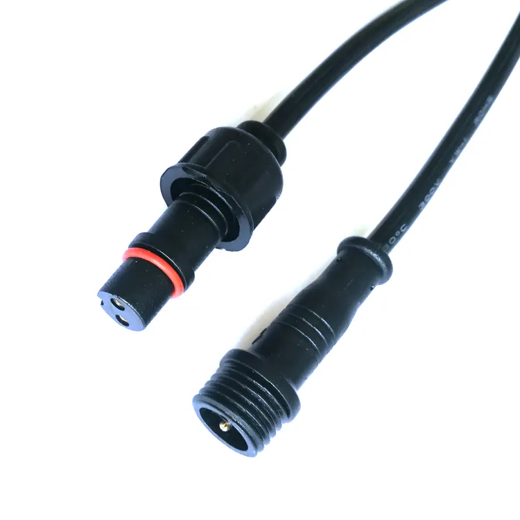 2 Core 2pin negro flexible plástico impermeable IP65 IP67 IP68 LED conector macho hembra enchufe con tornillo y tuerca