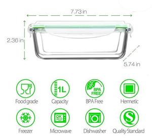 Ikoo Borosilicate thủy tinh lưu trữ thực phẩm container/Bento Hộp Ăn Trưa với nắp nhựa có thể đặt nĩa và muỗng - Product Image 2