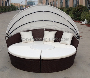 Muebles de exterior Sofá De Mimbre con Cubierta Retráctil/Redondo Modulares Ratán Diván - Product Image 1