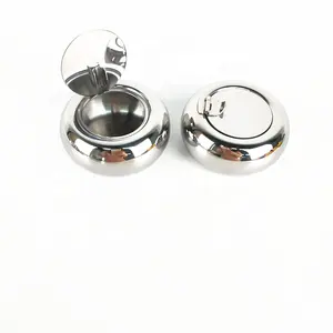 large size 12cm safety Round Shape Stainless Steel ashtray/pocket ashtray with cover