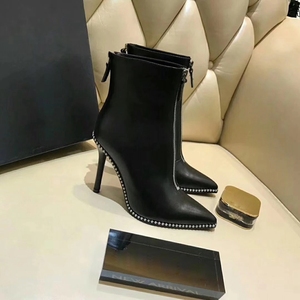 Hhmb — bottines à talons hauts pour femmes, chaussures à bouts pointus avec perles - Product Image 4