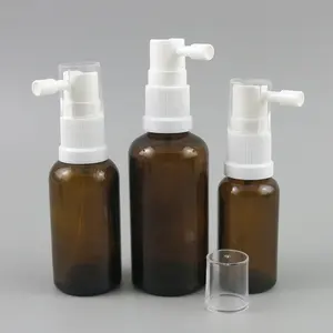 Botella de espray Nasal de vidrio ámbar, 5ml, 10ml, 15ml, 20ml, 30ml, 50ml, 60ml, pulverizador de garganta bucal para embalaje médico