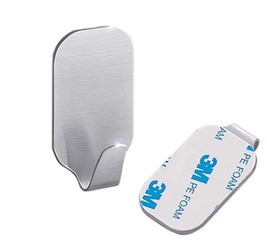 8 Pack <strong>Wall</strong> Mounted Towel Coat Hat <strong>Key</strong> Robe No Drill Pre-taped Stainless Steel Metal Self Adhesive Sticky Holder <strong>Hook</strong> - Product Image 1