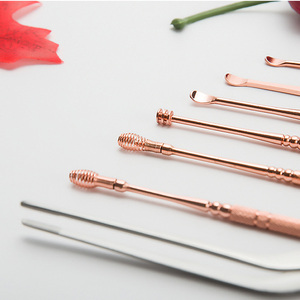 WELLFLYER EAPI-018 Premium Quality Rose Gold Color Ear Pick Stainless Steel <strong>Wax</strong> Spiral <strong>Remover</strong> <strong>Kit</strong> With Customized Logo - Product Image 4