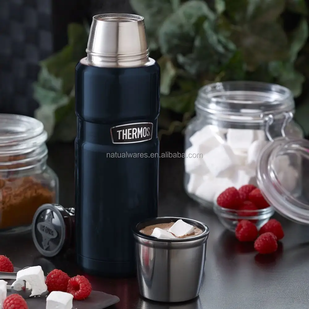 Thermos in acciaio inox a doppia parete di alta qualità 16 once compatto boccetta sottovuoto di alta qualità blu mezzanotte