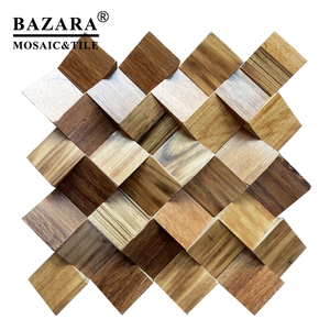 Mosaico de Madera Hexagonal con Mezcla de Metal Dorado, 10 mm de Grosor, Madera de Barco Antigua - Product Image 3