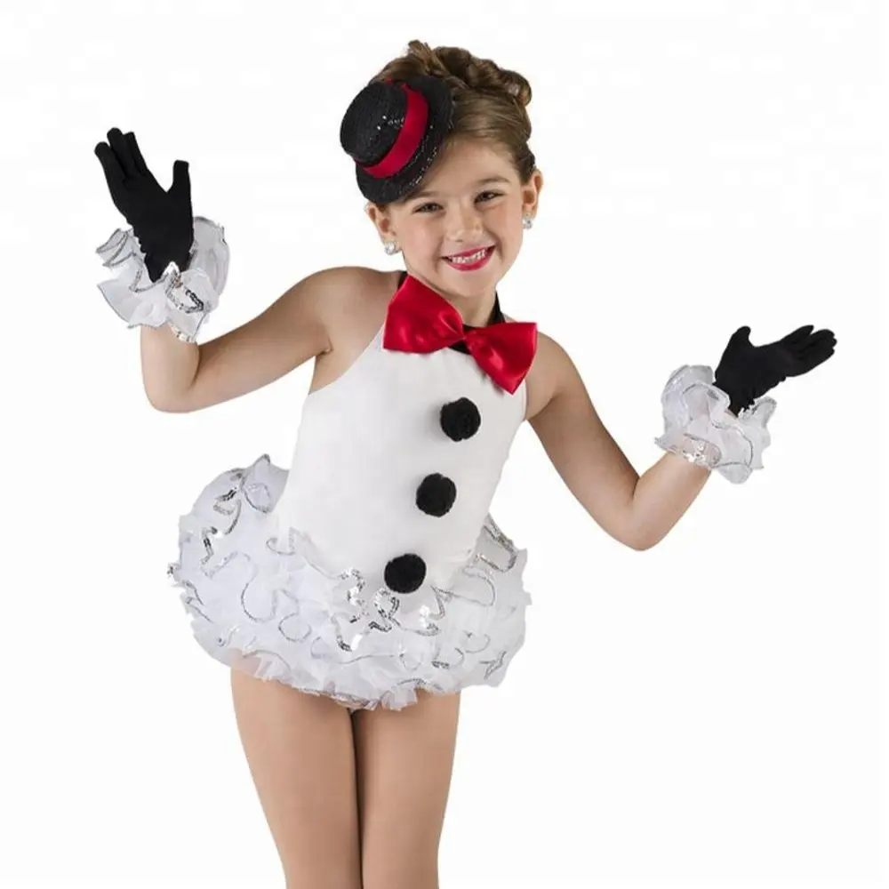 children role playing snowman tutu dress Christmas party white ballet tutu dance dress stage performance dance wear