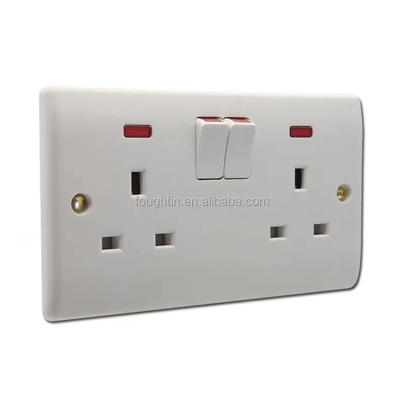 2 gang 13 amp switches socket 86*146 type electric wall switch and socket