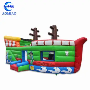 Komik oyun çocuklar için şişme korsan gemisi yaşam dolu kale fedai sıçrama ev