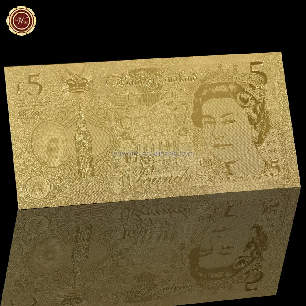 Klacwr — faux billets de banque en or, 5 livres, jouet décoratif pour maison, style anglais