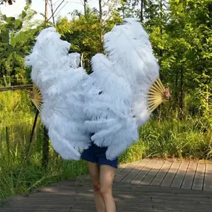 IEF18-2Wholesale High Quality Fashion Ostrich Feather Fan Big Feather Hand Fan for Dance Using