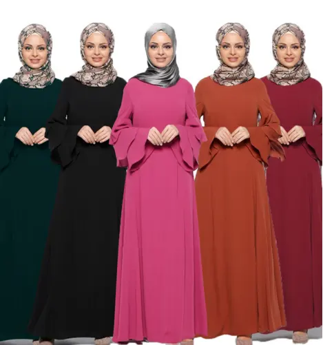 Vestidos maxi de cáñamo con manga larga para mujer, caftán musulmán a la moda, abaya islámico de Dubái, 2018