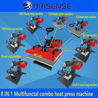 Vente directe d'usine, presse à chaud multifonction 8 en 1 de la marque Brisense pour l'impression par sublimation sur t-shirt, casquette, chapeau, assiette