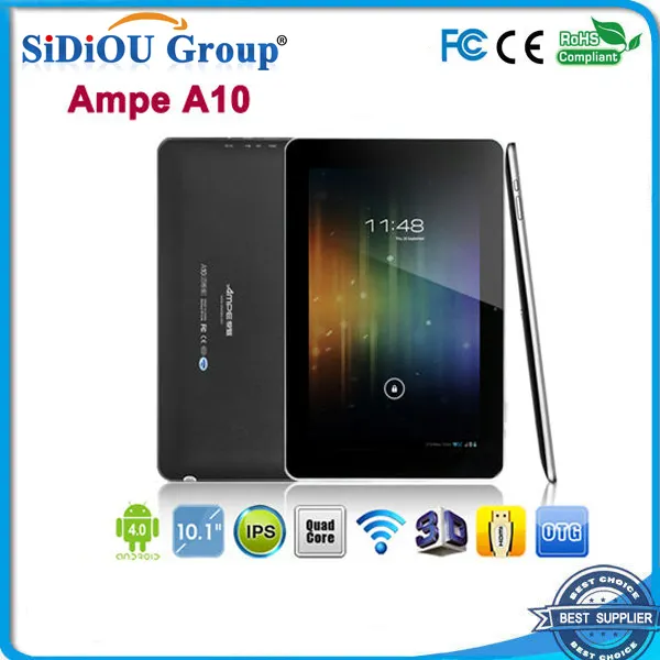 10.1inch Ampe A10 Android Tablet PC Freescale IMX6Q Quad Core 1.2GHz 1GB de RAM DDR3 de 16GB ROM IPS capacitivo Wifi Bluetooth