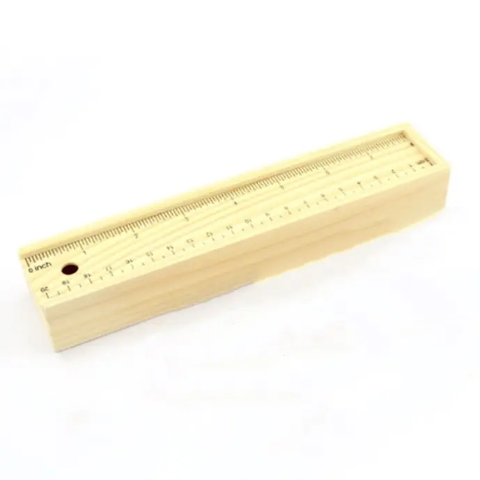 Scatola di imballaggio per penna a matita per cancelleria regalo artigianale in legno di natale OEM con righello con coperchio scorrevole